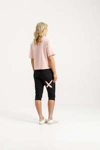 Pants: 3/4 Apartment Pants Black w Berry Blossom X - HOME-LEE