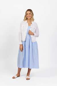 Linen Jacket with Frayed Seams - White - VASSALLI