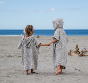 Kids Hooded Poncho Grey