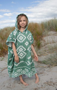 Kids Hooded Poncho-Green