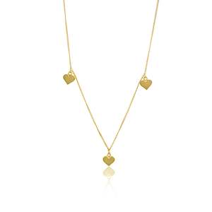 St Christopher: 9KT SOLID GOLD - Triple Heart Necklace