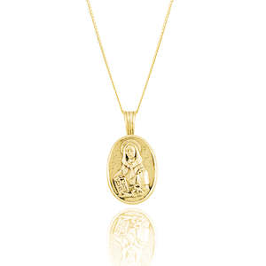 Saint Pendants: 9KT SOLID GOLD St Dymphna - Patron Saint of Anxiety Necklace