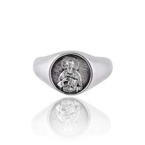 Signet Rings: St John Patron Saint of Friendships & Love Signet Ring - Silver