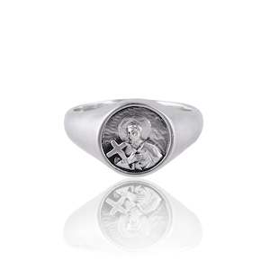 St Gerard Patron Saint of Motherhood Signet Ring - Silver