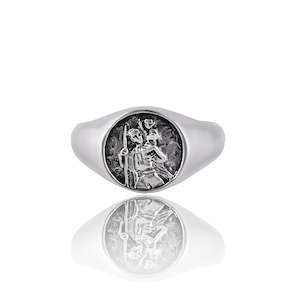 St Christopher Patron Saint of Travel Signet Ring - Silver