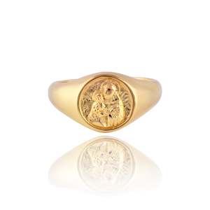 Signet Rings: St Anthony Patron Saint of Miracles Signet Ring - Gold