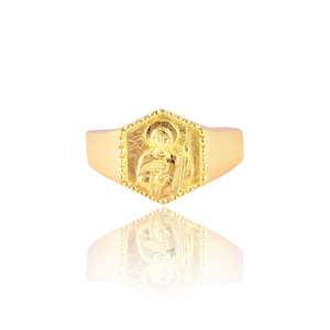 St Jude Patron Saint of Hope & Impossible Causes Signet Ring - Gold