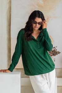ORGANIC COTTON HARVEY HENLEY - Rosemary Green