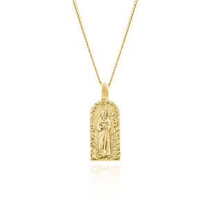 St Fiacre - Patron Saint of Gardening Necklace - Gold