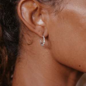 Recommended Earrings Silver: Mini Beaded Baba Hoops - Silver