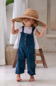 Overalls: Baby Eddie Overalls - Lake Blue **Organically Plant Dyed**