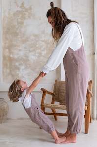 Overalls: Baby Ollie Overalls - Rosewood **Organically Plant Dyed**