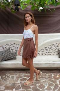 Island Clothing: MABEL WRAP SKIRT - Espresso