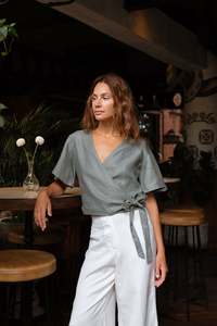 Island Clothing: LILY WRAP TOP - Agave