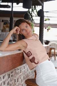 Island Clothing: DAHLIA CROP TOP - Cactus Peach