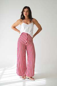 Pants Shorts: BANKS PANTS - Red/Pink Stripe