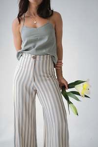 BANKS PANTS - Blue/Macadamia Stripe