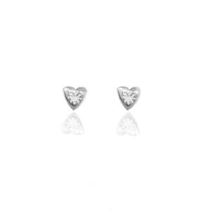 Mini Heart 'Love Puff' Stud Earrings - Silver