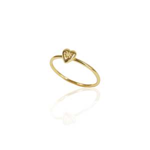 Velvet Vacation: Mini Heart 'Love Puff' Ring - Gold
