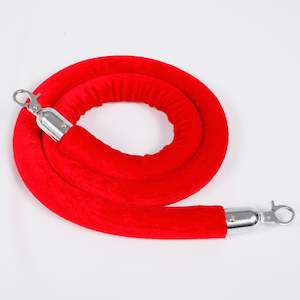 Bollard Velvet Rope - Red (Silver Clips)