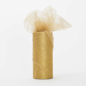 Glitter Soft Tulle Fabric Roll - Gold (22m Length)