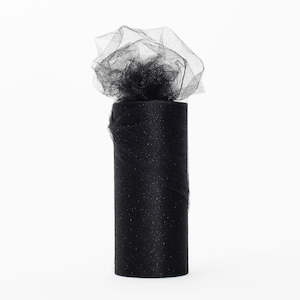 Glitter Soft Tulle Fabric Roll - Black (22m Length)