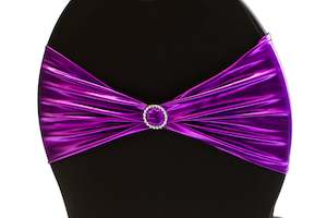Metallic Chair Band: CLEARANCE Lycra Chair Bands - Metallic Purple