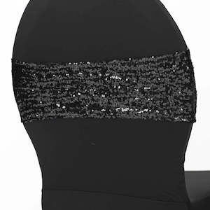Sequin Lycra Band: CLEARANCE Sequin Lycra Chair Bands - Black