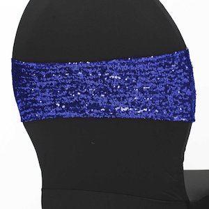 CLEARANCE Sequin Lycra Chair Bands - Royal Blue