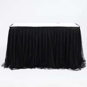 Tulle and Ice Silk Layered Table Skirting - Black (3m) - Includes Clips