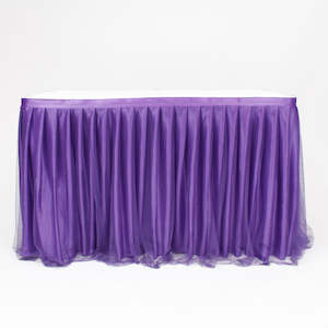 Tulle and Ice Silk Layered Table Skirting - Purple (3m) - Includes Clips
