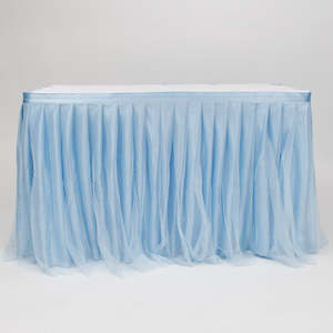 Tulle and Ice Silk Layered Table Skirting - Light Blue (3m) - Includes Clips