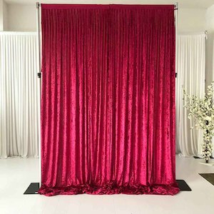 Fabric Velvet: Burgundy Velvet Backdrop Curtain - 6m length x 3m high