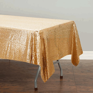 Christmas Tablecloths And Christmas Overlays: Antique Gold Sequin Tablecloth 125x240cm