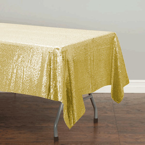 Christmas Tablecloths And Christmas Overlays: CLEARANCE Yellow Gold Sequin Tablecloth 125x240cm