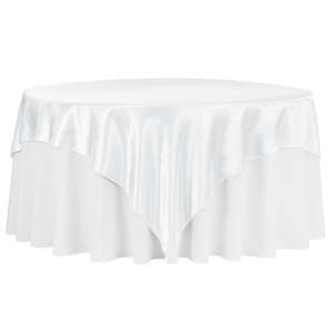 Round Christmas Tablecloths: White Square Satin Tablecloth Overlay (230x230cm)