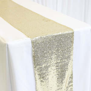 Christmas Table Runners: Sequin Table Runner - Champagne Gold