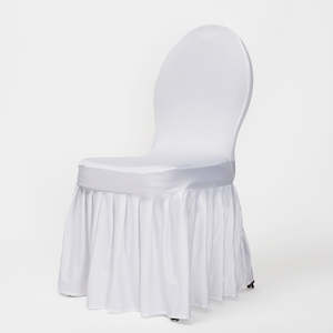 Christmas Chair Covers: CLEARANCE Premium Princess White Lycra Chair Covers With Pleats (210gsm)