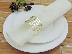 CLEARANCE Gold Napkin Ring - Geometric Luxe Meander