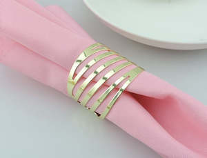 Christmas Napkin Rings: Gold Napkin Ring - Modern Linear Cut Out