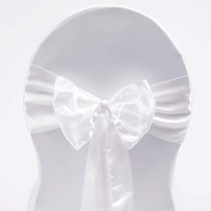Christmas Chair Bows: Satin Chair Sashes - White