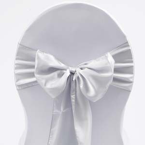 Christmas Chair Bows: CLEARANCE Satin Chair Sashes - Silver