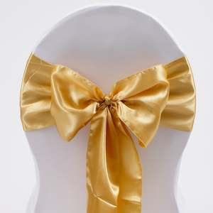 Christmas Chair Bows: Satin Chair Sashes - Gold