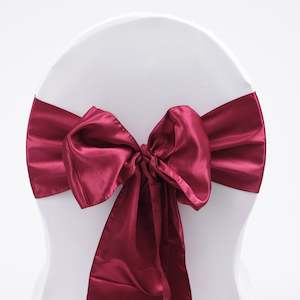Christmas Chair Bows: Satin Chair Sashes - Burgundy