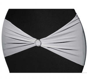 Christmas Chair Bows: Lycra Chair Bands Shimmer - Silver