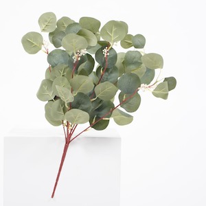 Christmas Centrepieces And Christmas Decorating Accessories: Silver Dollar Eucalyptus Branch - Large Leaf 9 Head Spray (45cm)