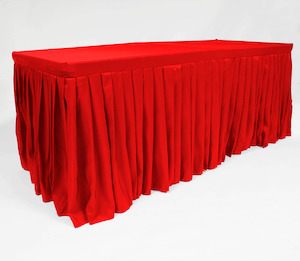 Red Fitted Tablecloth with Pleated Table Skirting for 6ft Trestle Tables