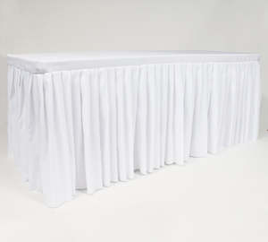 White Fitted Tablecloth with Pleated Table Skirting for 6ft Trestle Tables