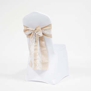 The Look Classic Blu Hessian Linen Colour Setting: Soft Faux Hessian and Lace Chair Sashes