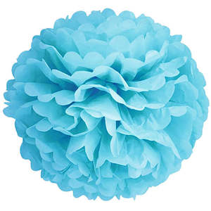 Pom Poms: CLEARANCE Paper Pom Poms - Light Blue (35cm)